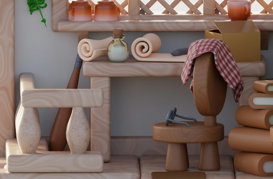 Woodworking tools and materials on a workbench.
