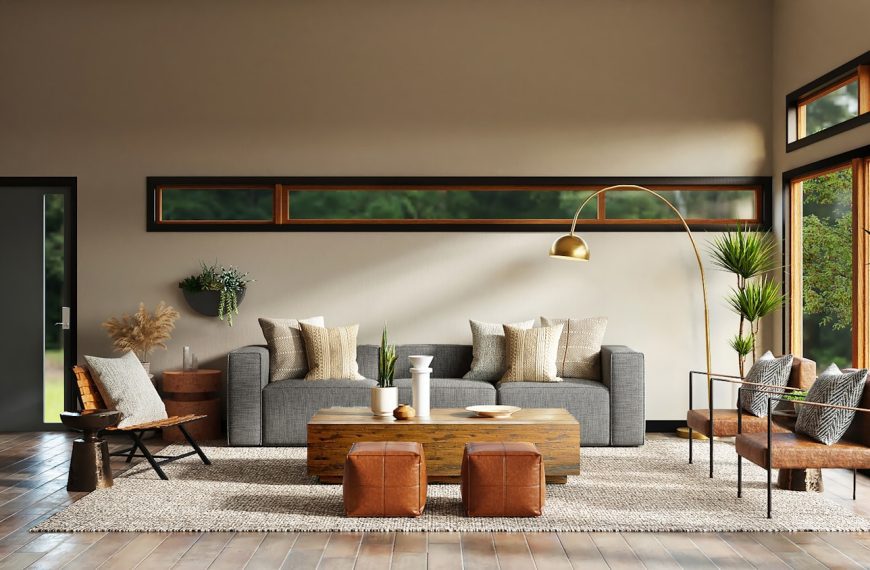 white and brown living room set