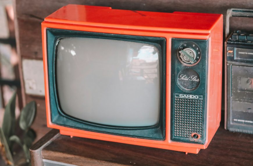 red and black crt tv