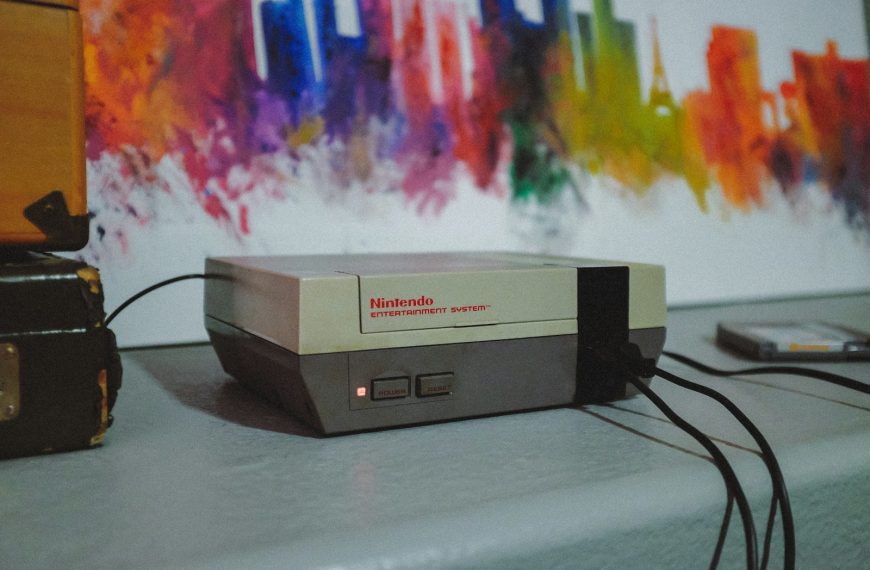NES console beside wall