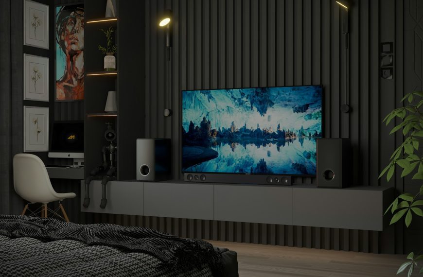 a living room with a large flat screen tv