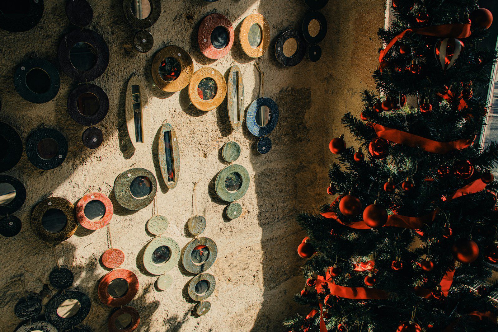 Wall art and decorated christmas tree