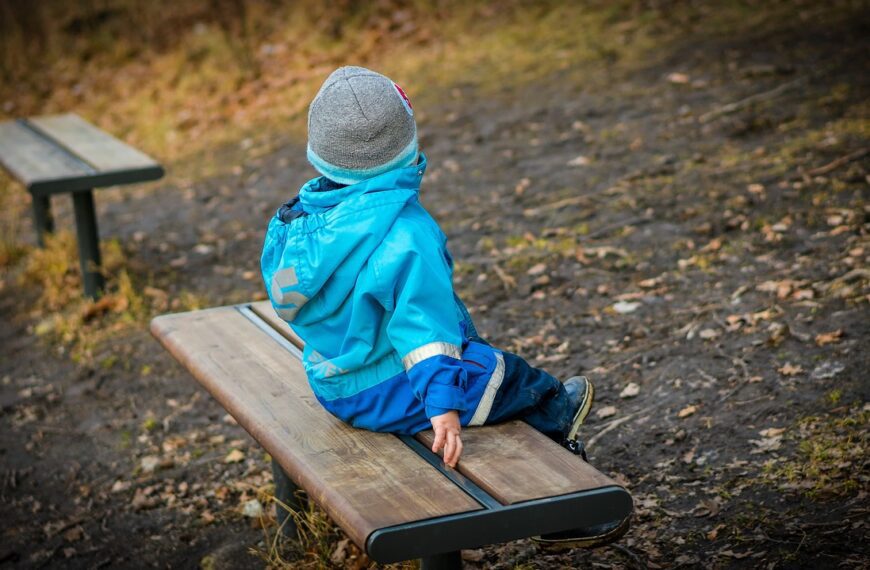 boy, son, young, bench, sitting, looking away, back, overall, cold, waiting, alone, little, kid, people, child, outdoors, missing, brown alone