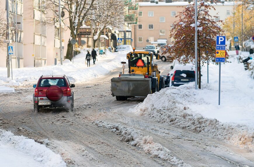 plough, street, winter, snow, cold, cars, covered, snowplow, plow, snow plow, road, removal, weather, vehicle, snow removal, snowfall, traffic, season, outdoors, nature, after storm, way, danger, red, sign, city, cleaning, warning, sweden, stockholm, europe, scandinavia