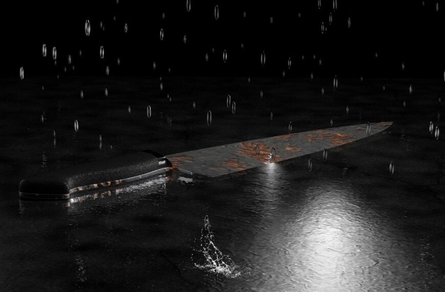 knife, rain, wet, water, drops, rainy weather, raindrop, crime scene, nature, crime