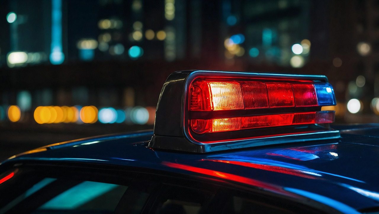ai generated, flashing lights, police car, police, crime, investigation, criminal case, police officer, profession, crime scene, bokeh, police officers