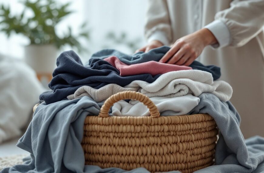 decluttering, clothes, basket, minimalism, minimalist, minimal, woman, ai generated