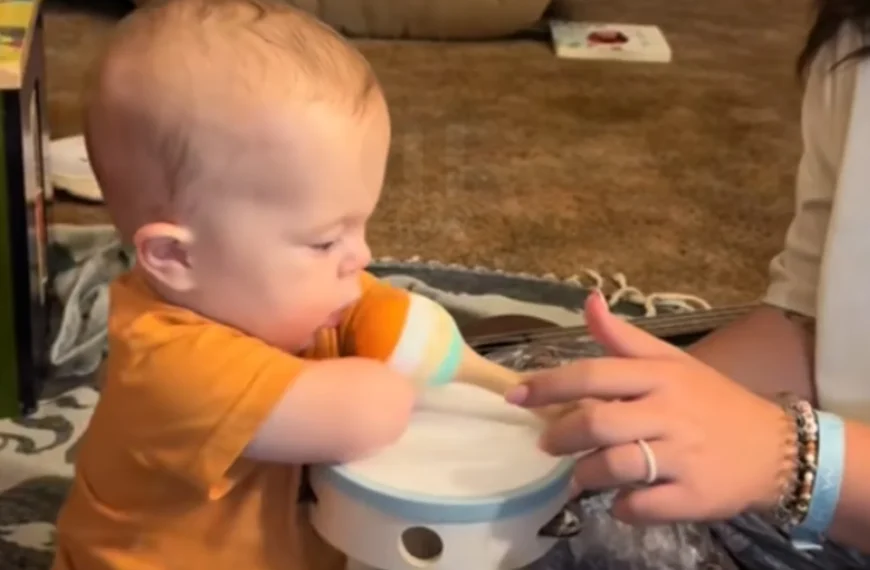 Baby Born Without Hands Starts Drumming After Watching Mom