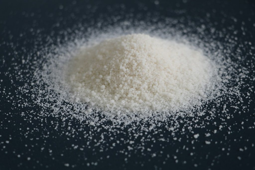 A pile of white granulated powder.