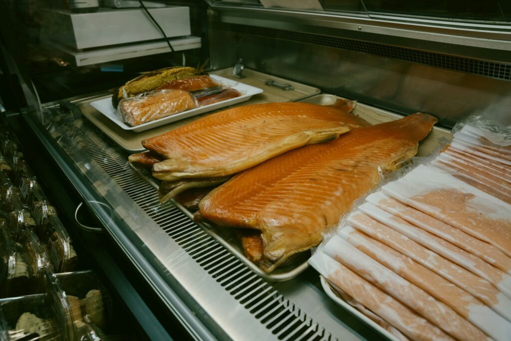 A bunch of fish that are sitting on a counter