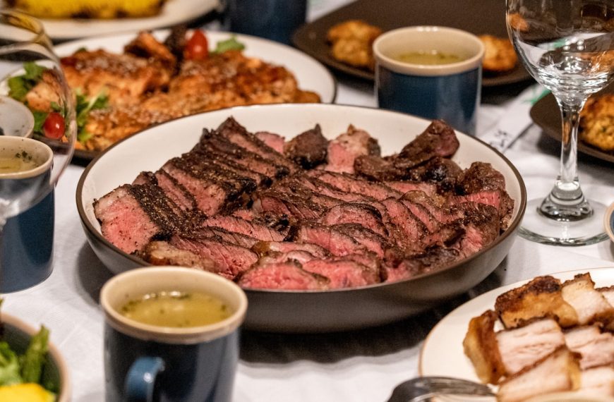 sliced meat on white ceramic plate