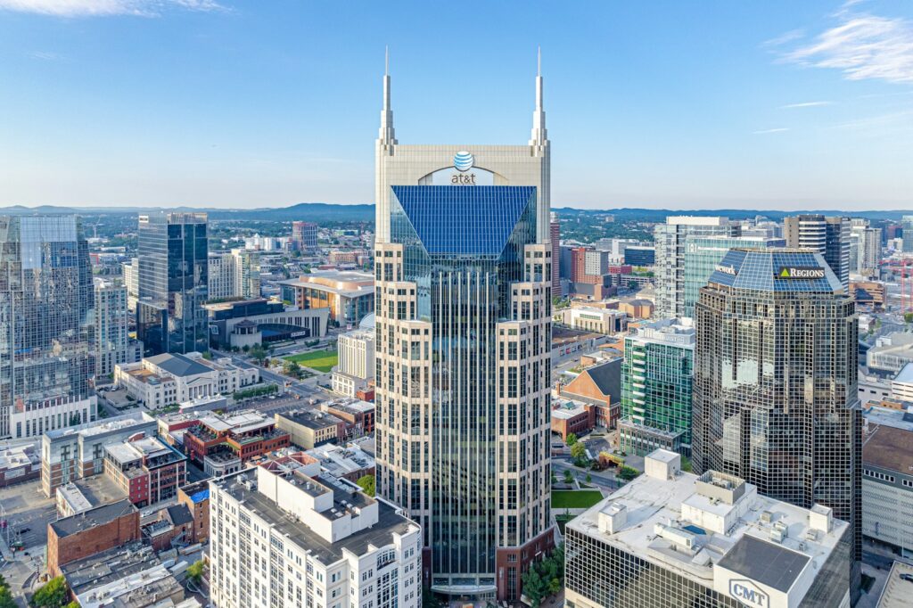 a view of a city from the top of a building