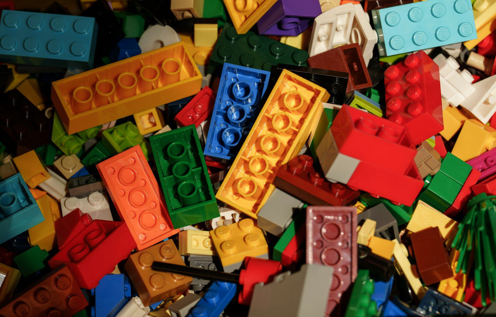 A pile of colorful lego bricks.