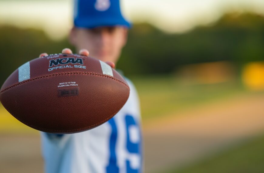 a close up of a person holding a football