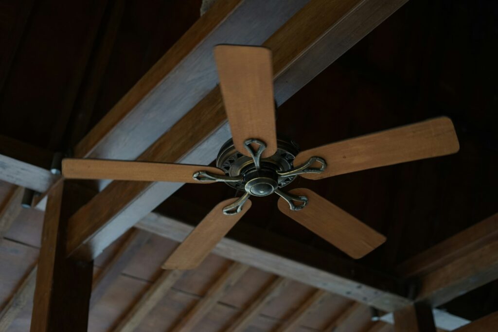Wooden ceiling fan with five blades