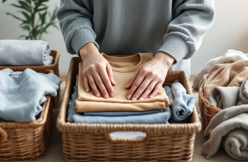 decluttering, clothes, basket, minimalism, minimalist, minimal, woman, ai generated