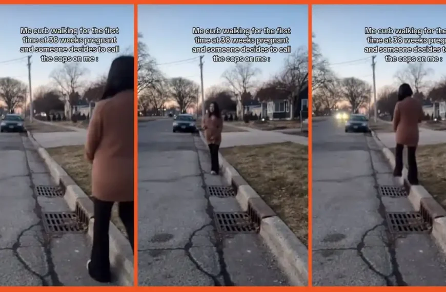 Pregnant woman attempting curb walking to induce labor says…