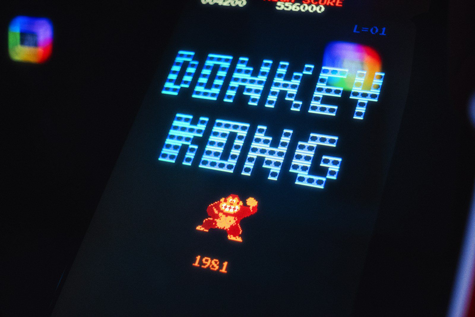 Donkey kong arcade game screen with 1981 date