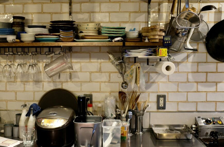 a kitchen filled with lots of pots and pans