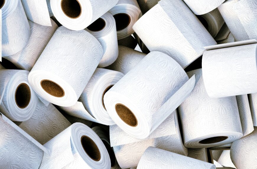 a pile of white toilet paper sitting next to each other