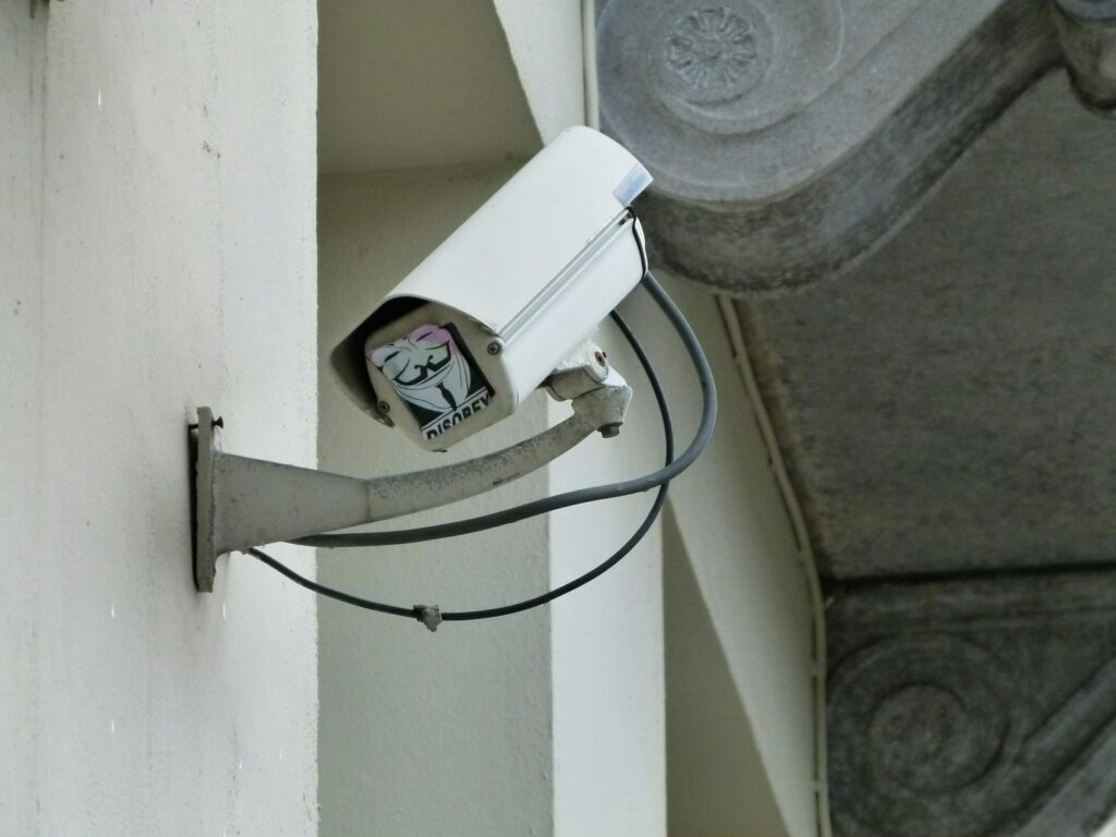 white surveillance camera