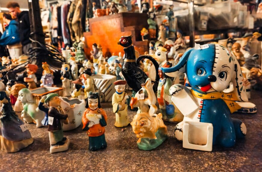 A bunch of figurines that are on the ground