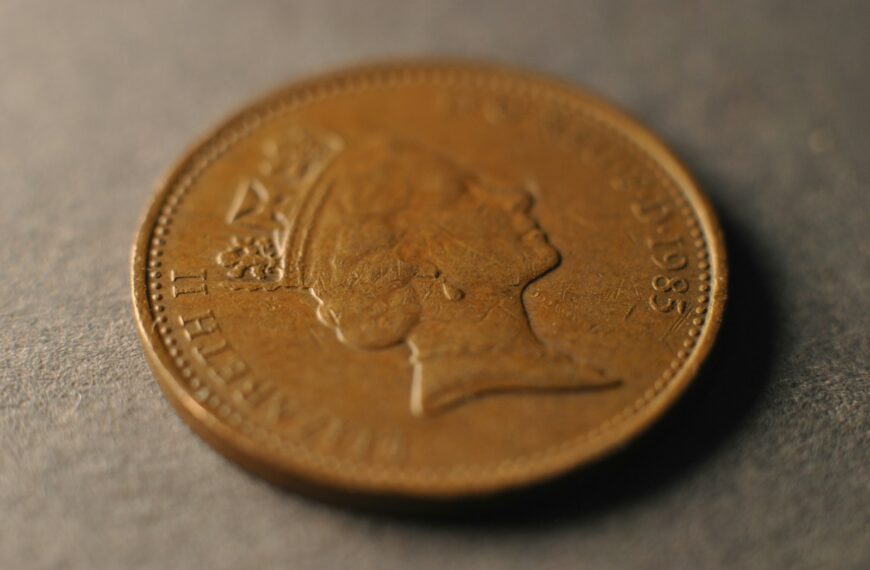 A close up of a coin on a table