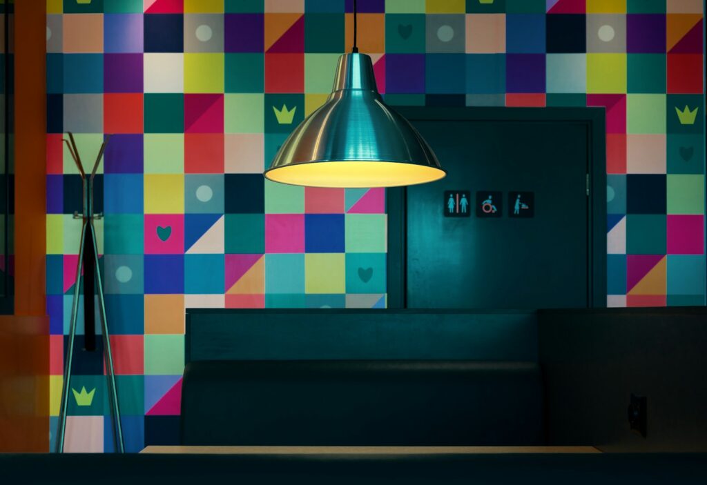 black and silver pendant lamp