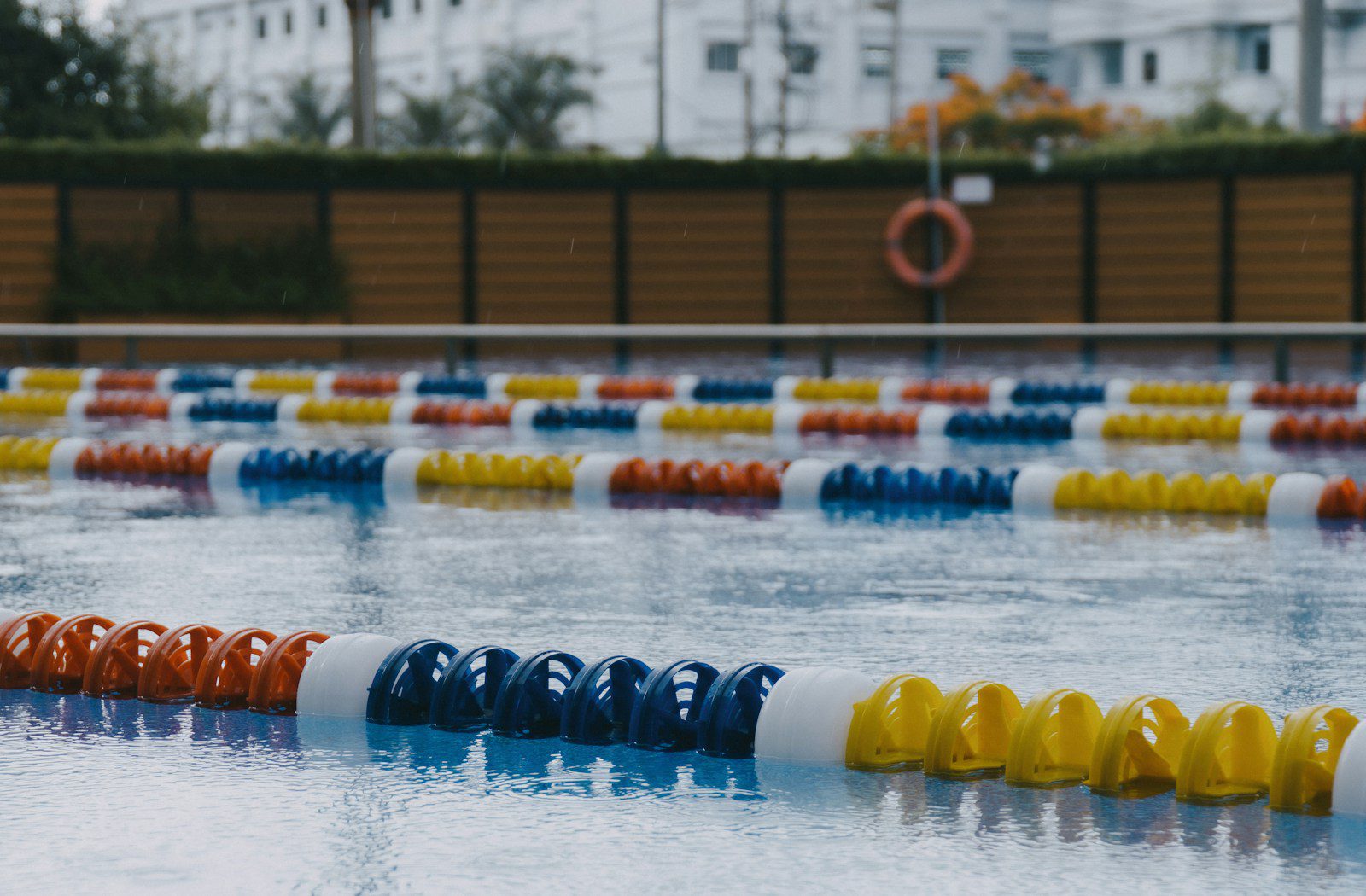A swimming pool filled with lots of water