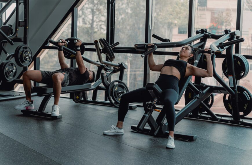 A group of people working out in a gym