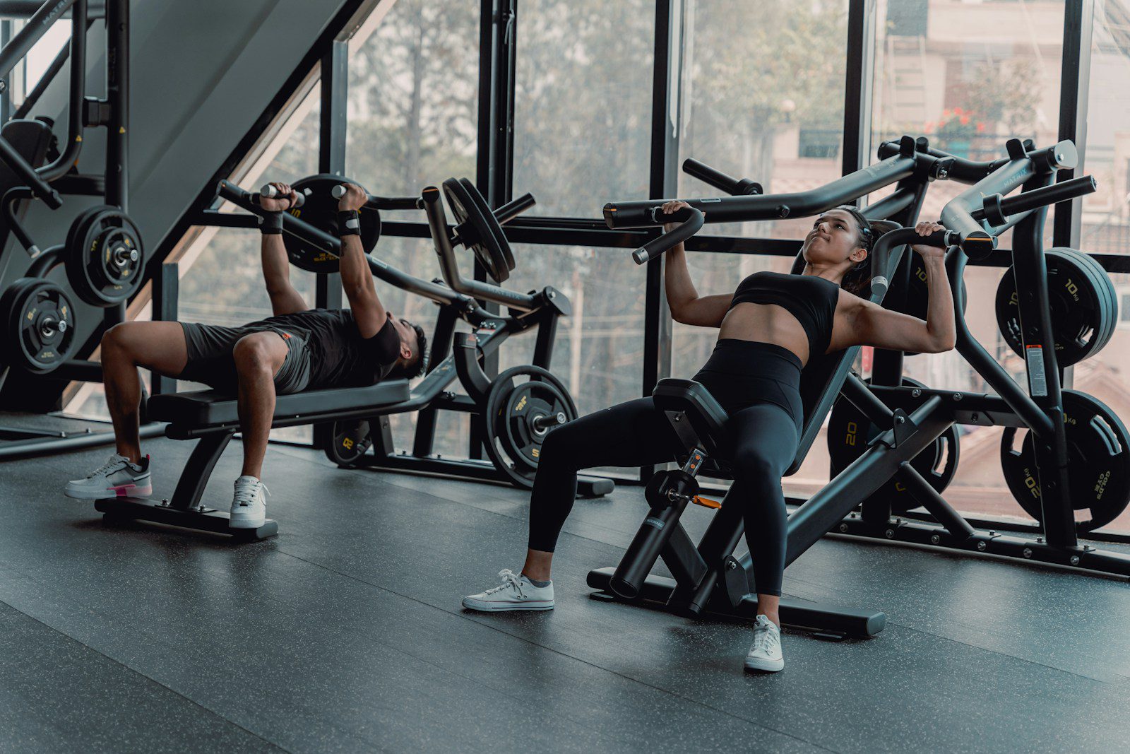 A group of people working out in a gym