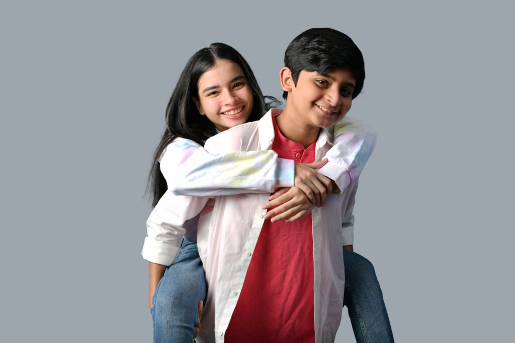 a man and woman embracing