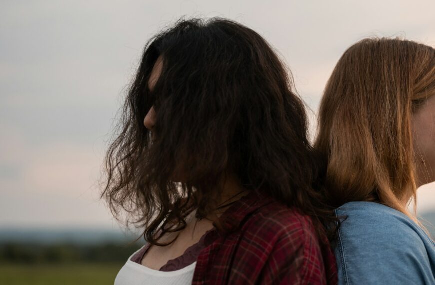 woman in red and black plaid shirt