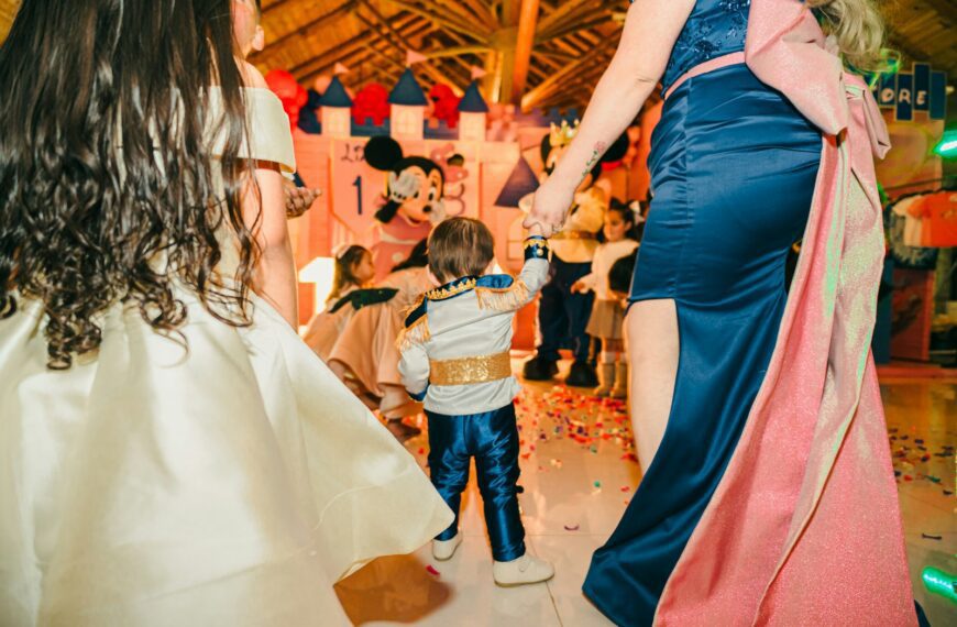 Children in costumes at a disney-themed party