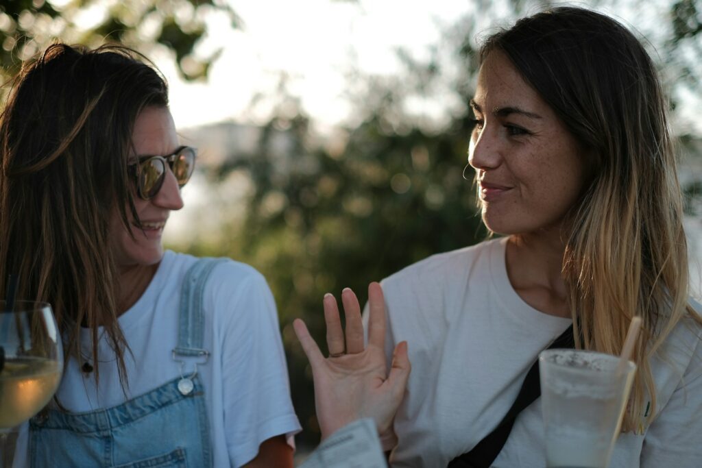 woman in white shirt smiling