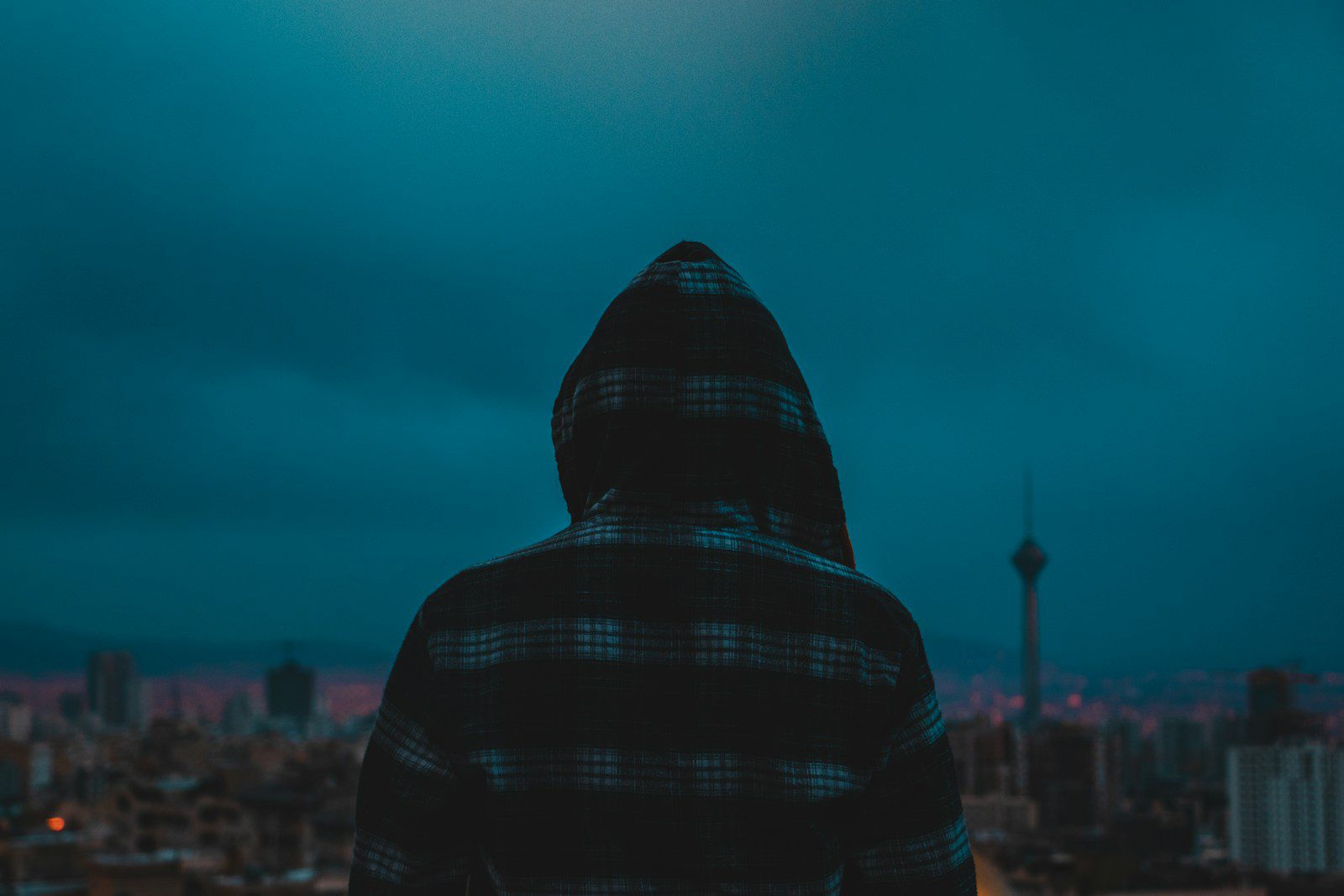 person in black and red plaid hoodie