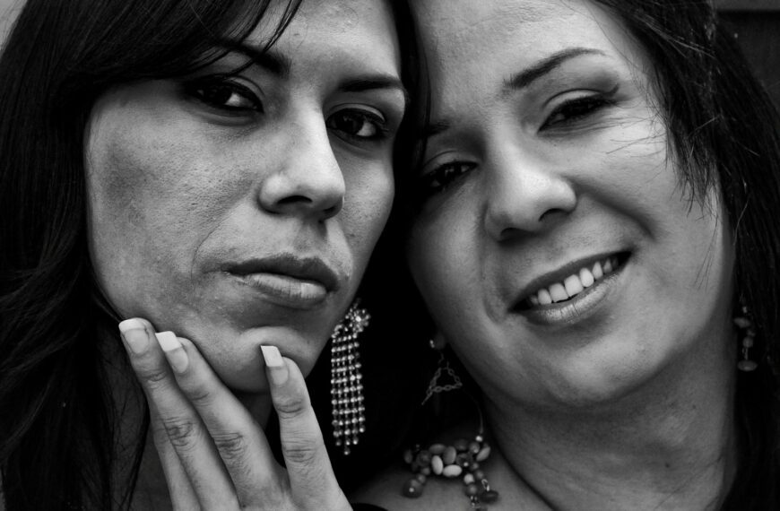 grayscale photography of two women