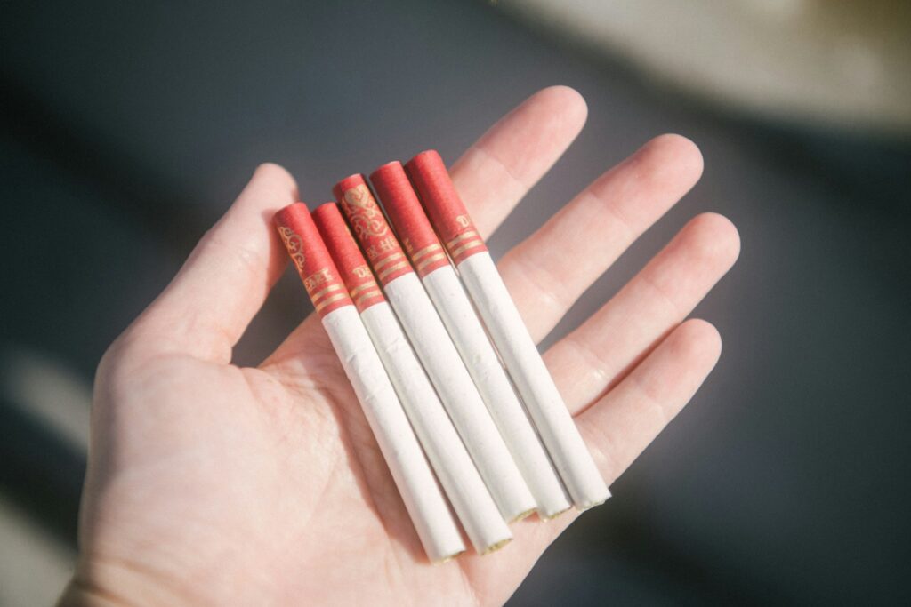 white and red plastic pack