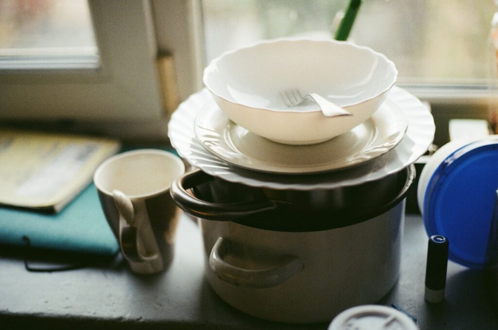 white bowl on plate