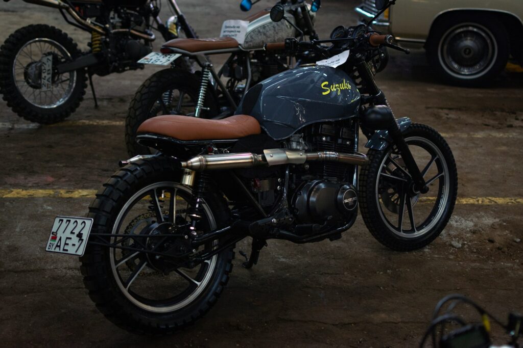 a motorcycle parked on the street