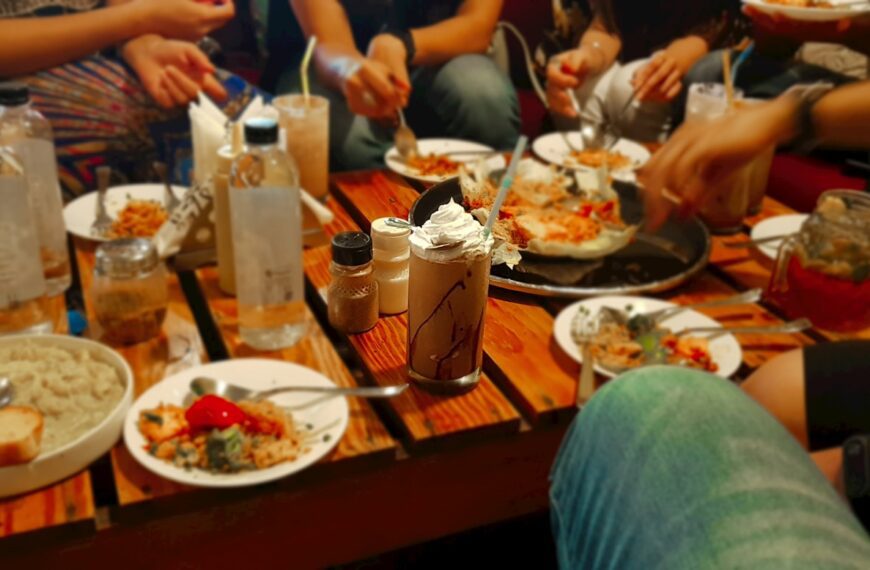 food on wooden table
