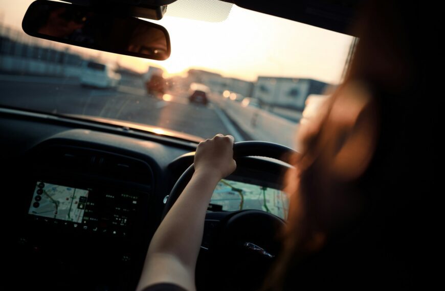woman driving car
