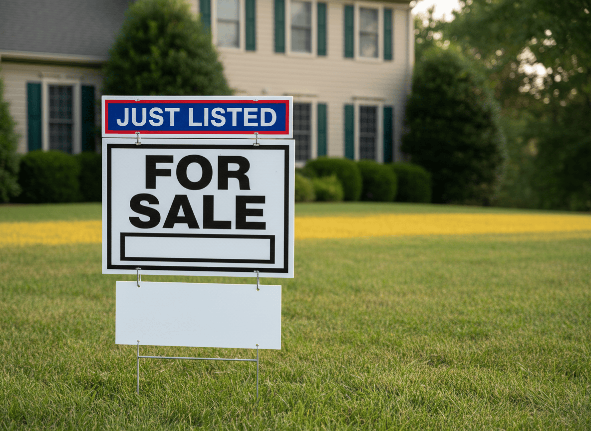 Just listed sign in front of a home for sale