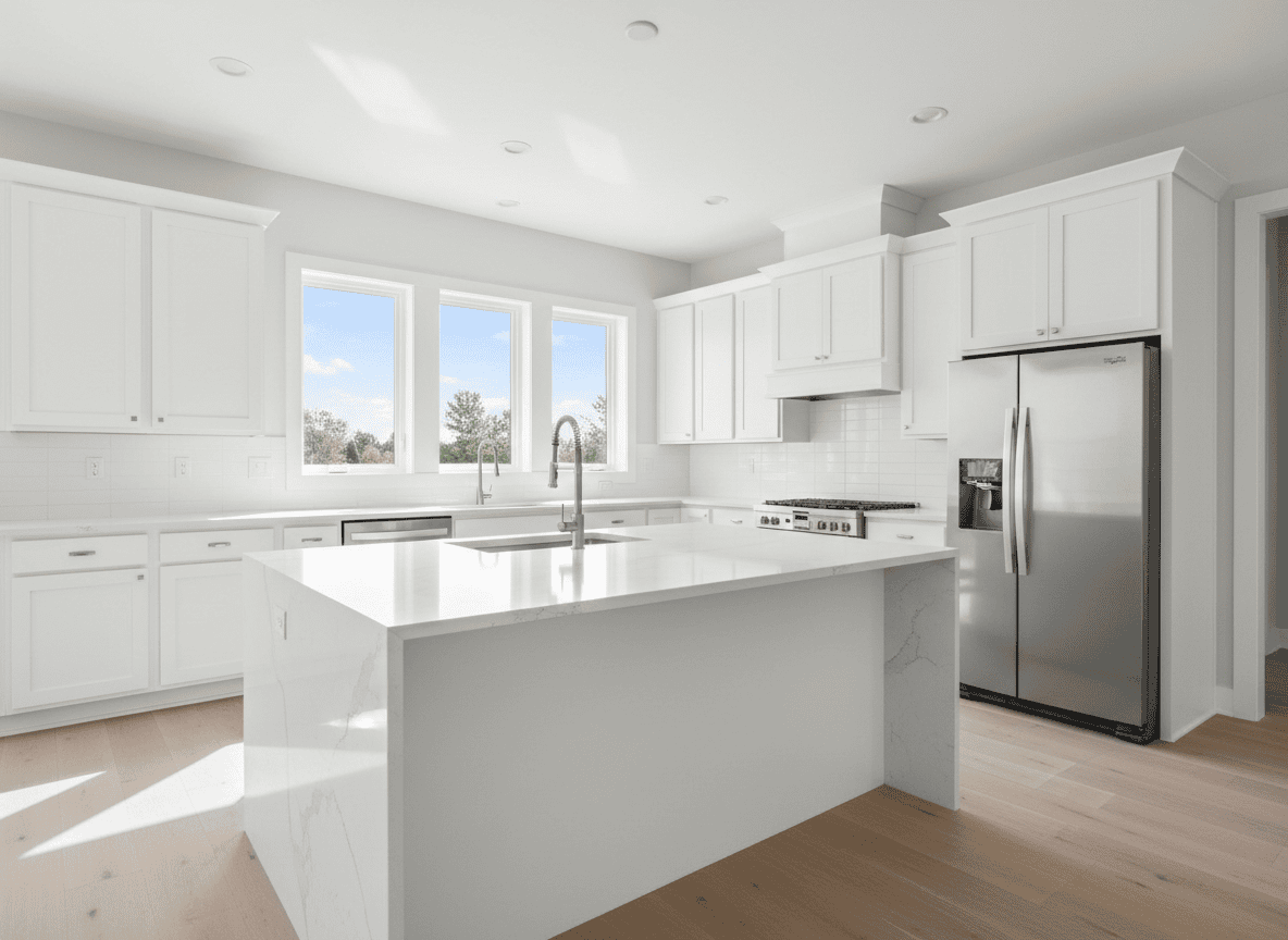 Finished modern kitchen in a move-in-ready home
