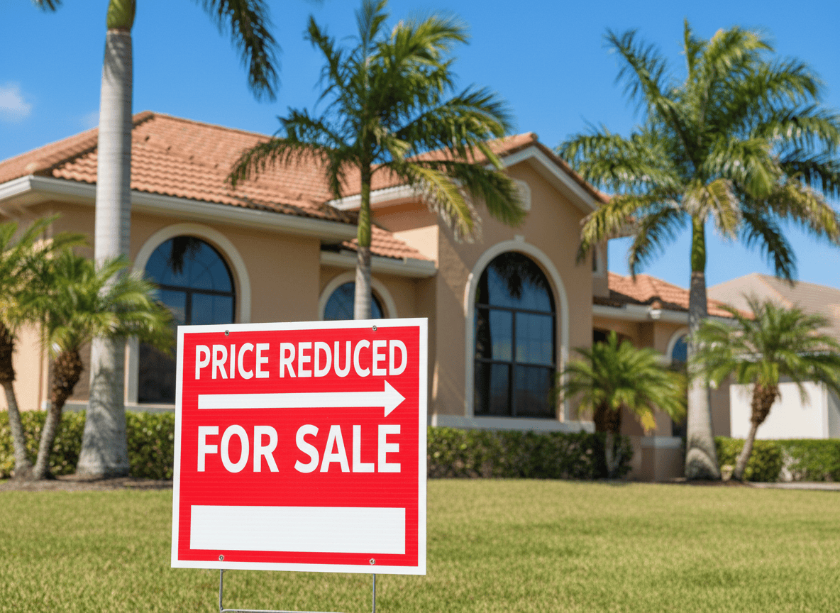 Price reduced sign in front of a Florida home