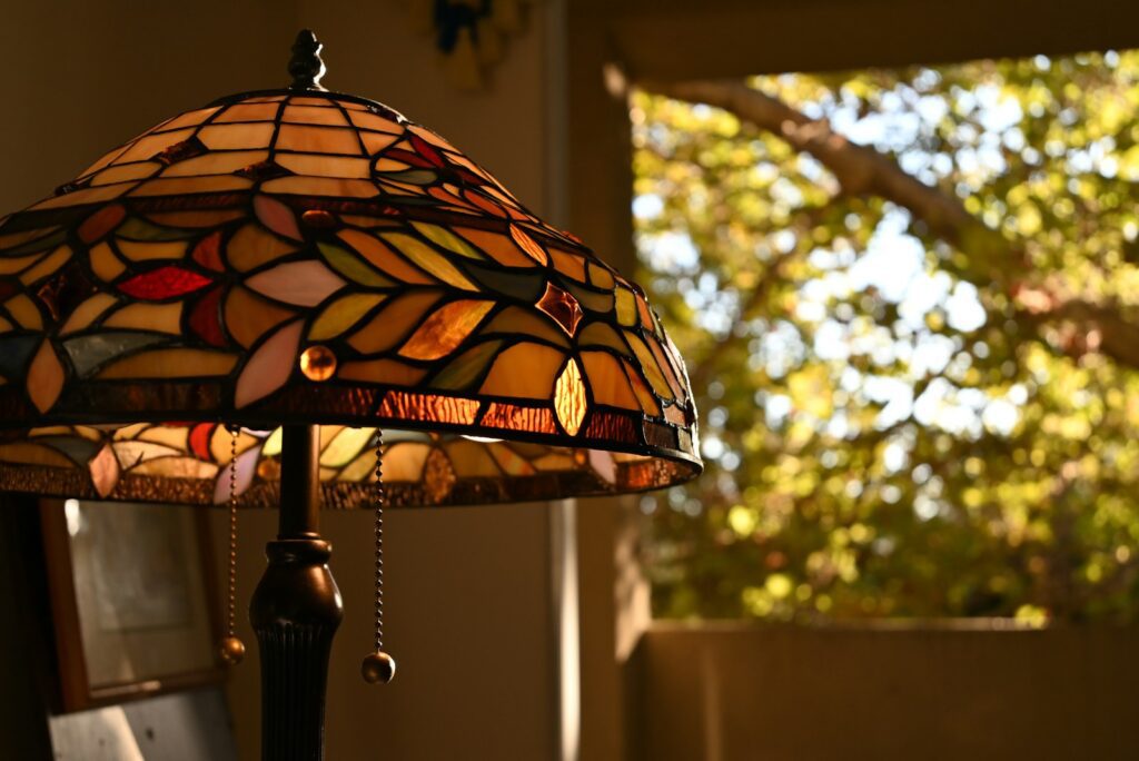 A lamp that is sitting on a table