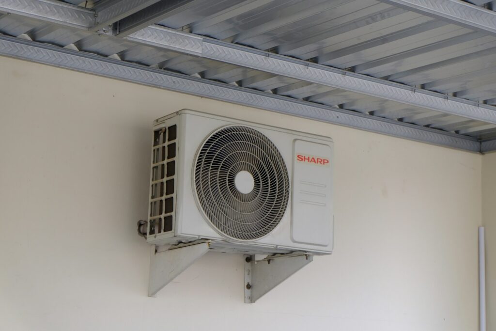 An air conditioning unit mounted on a wall