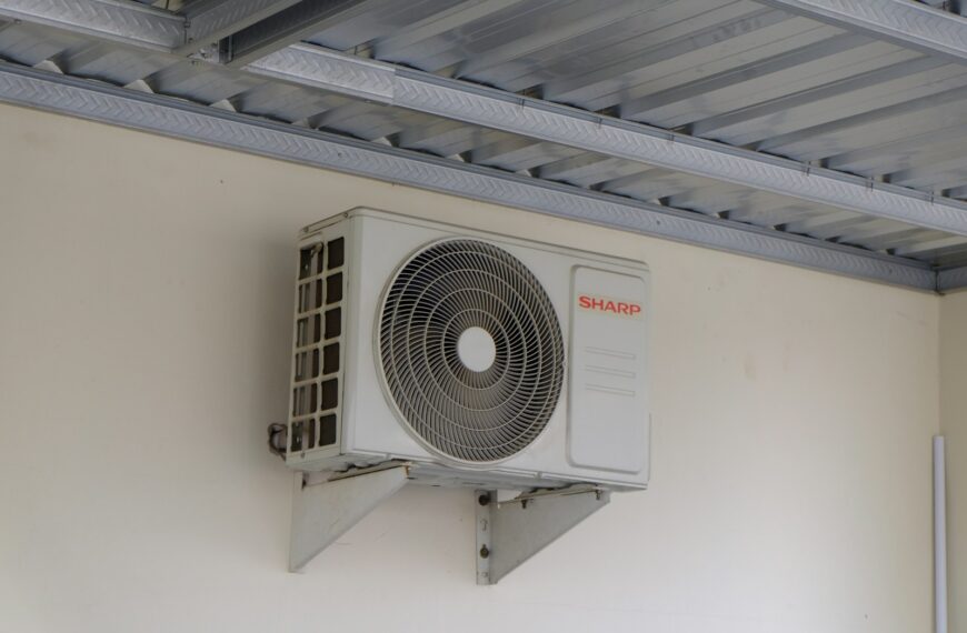An air conditioning unit mounted on a wall