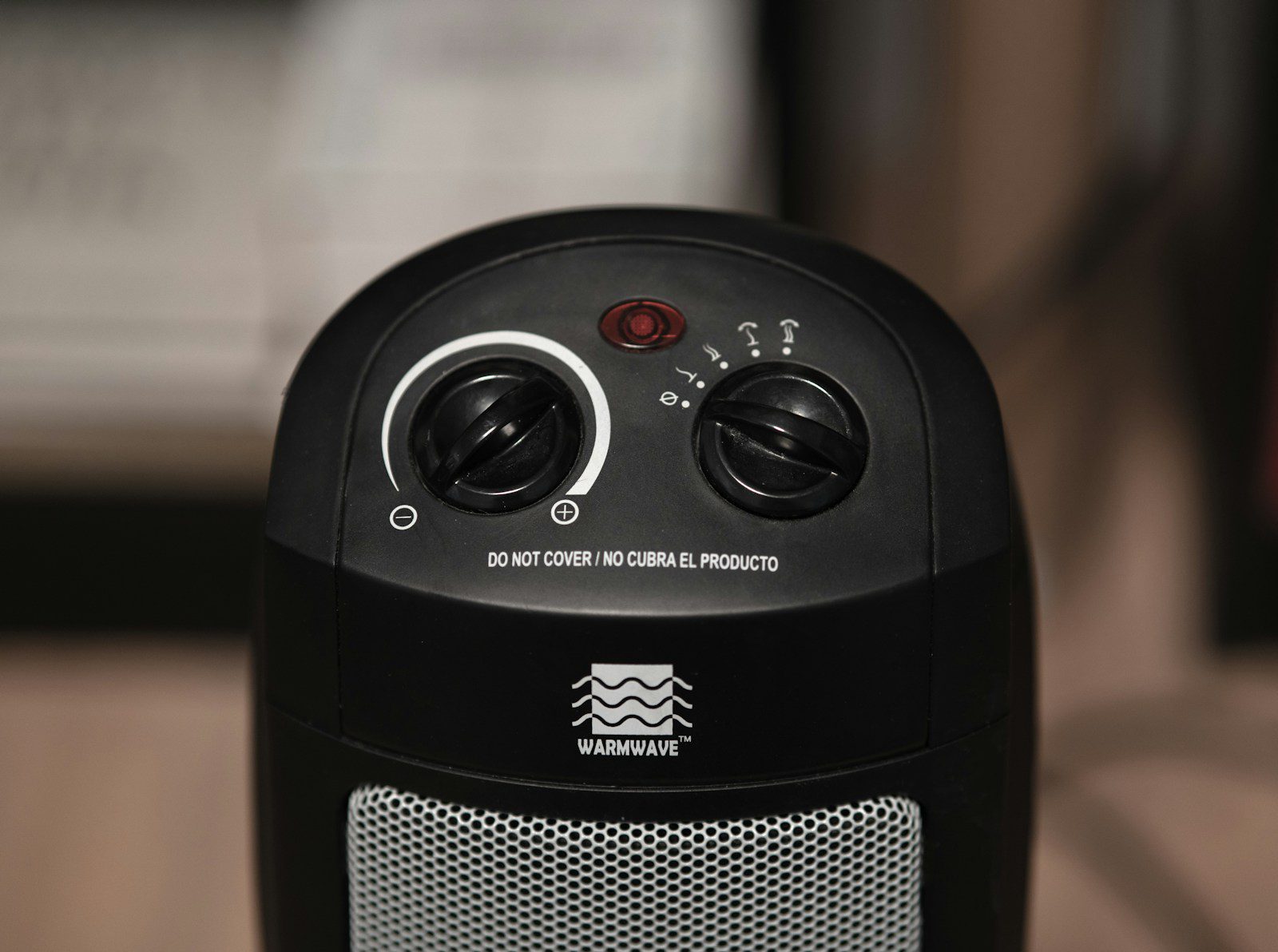 Close up of the control panel on a space heater