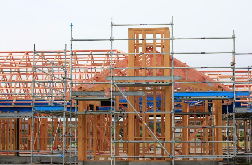 a building under construction with scaffolding around it